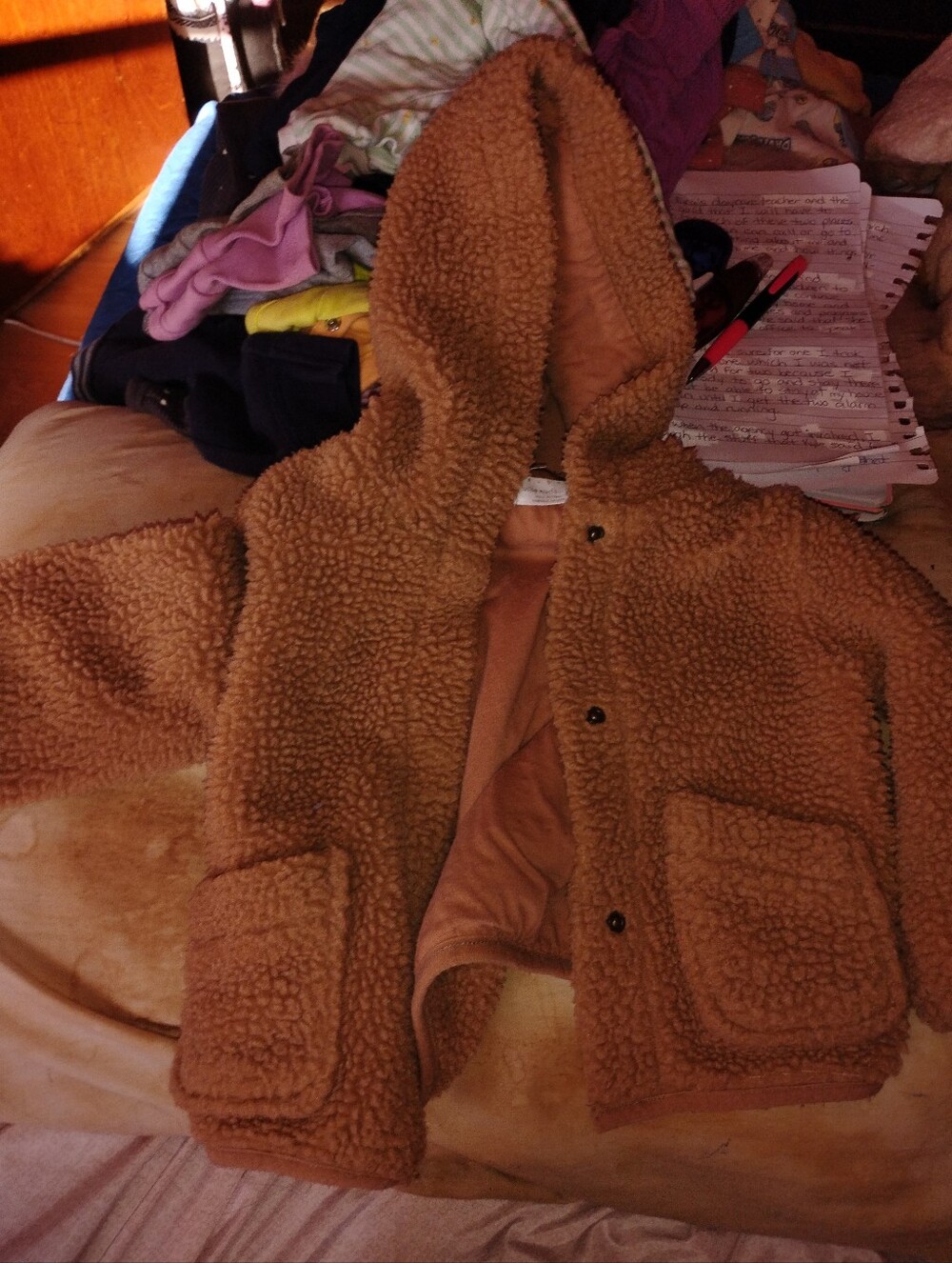 Baby Little Earth Plush Sherpa Hooded Jacket - Brown